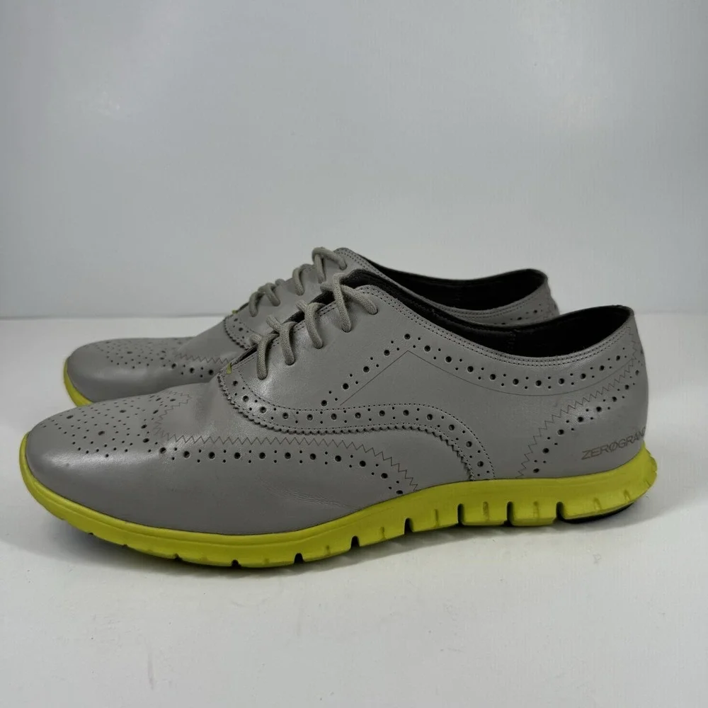 Cole Haan ZEROGRAND Women's 10.5B Grey/Neon Leather Wingtip Oxford Shoes W02698